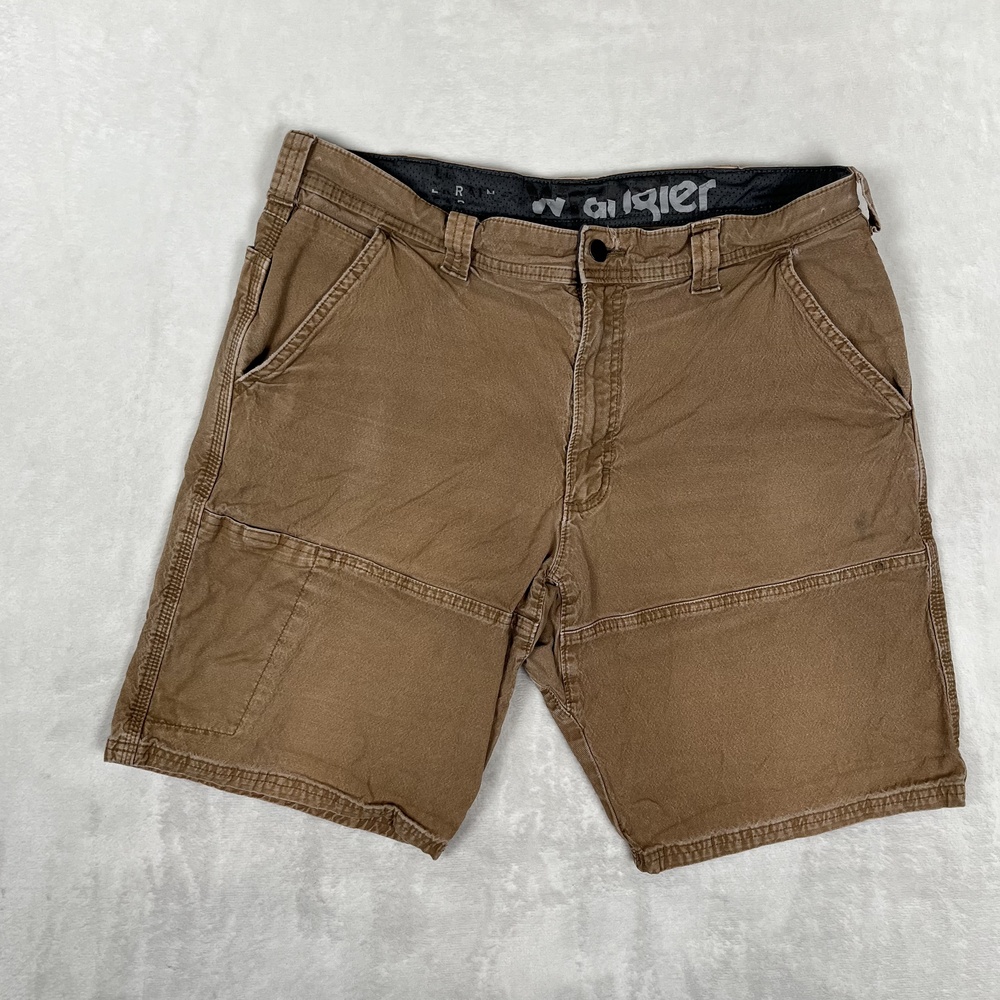 Wrangler Double Knee Shorts Mens 34 Brown Canvas Bermuda 10 Inseam Workwear